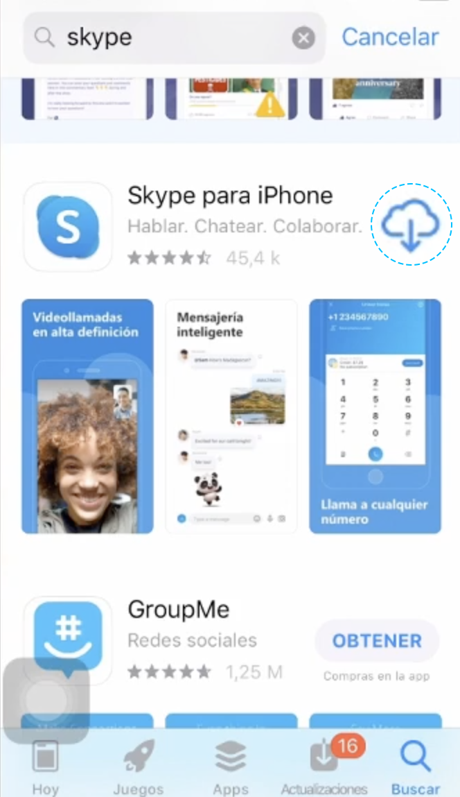 Descargar e instalar Skype en iOS